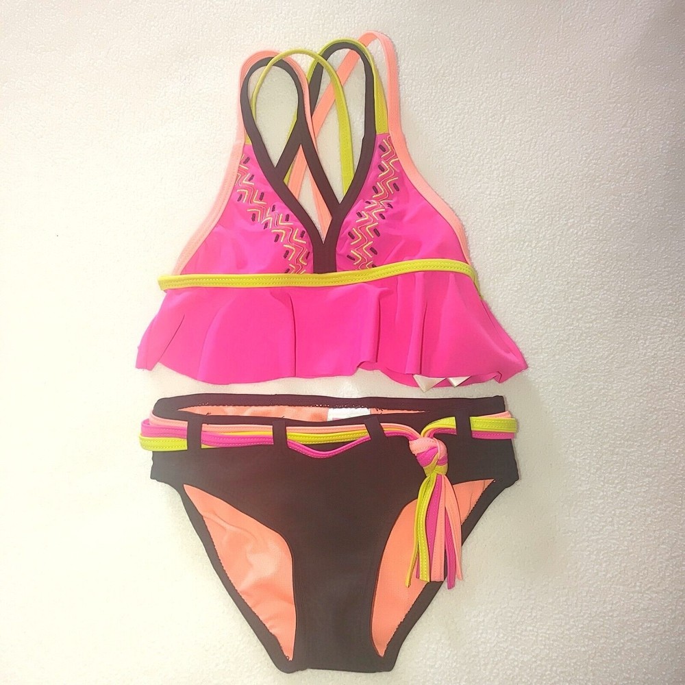 Limited Too Toddler Girl Bathing Suit Size 4T Two-Piece Pink and Black